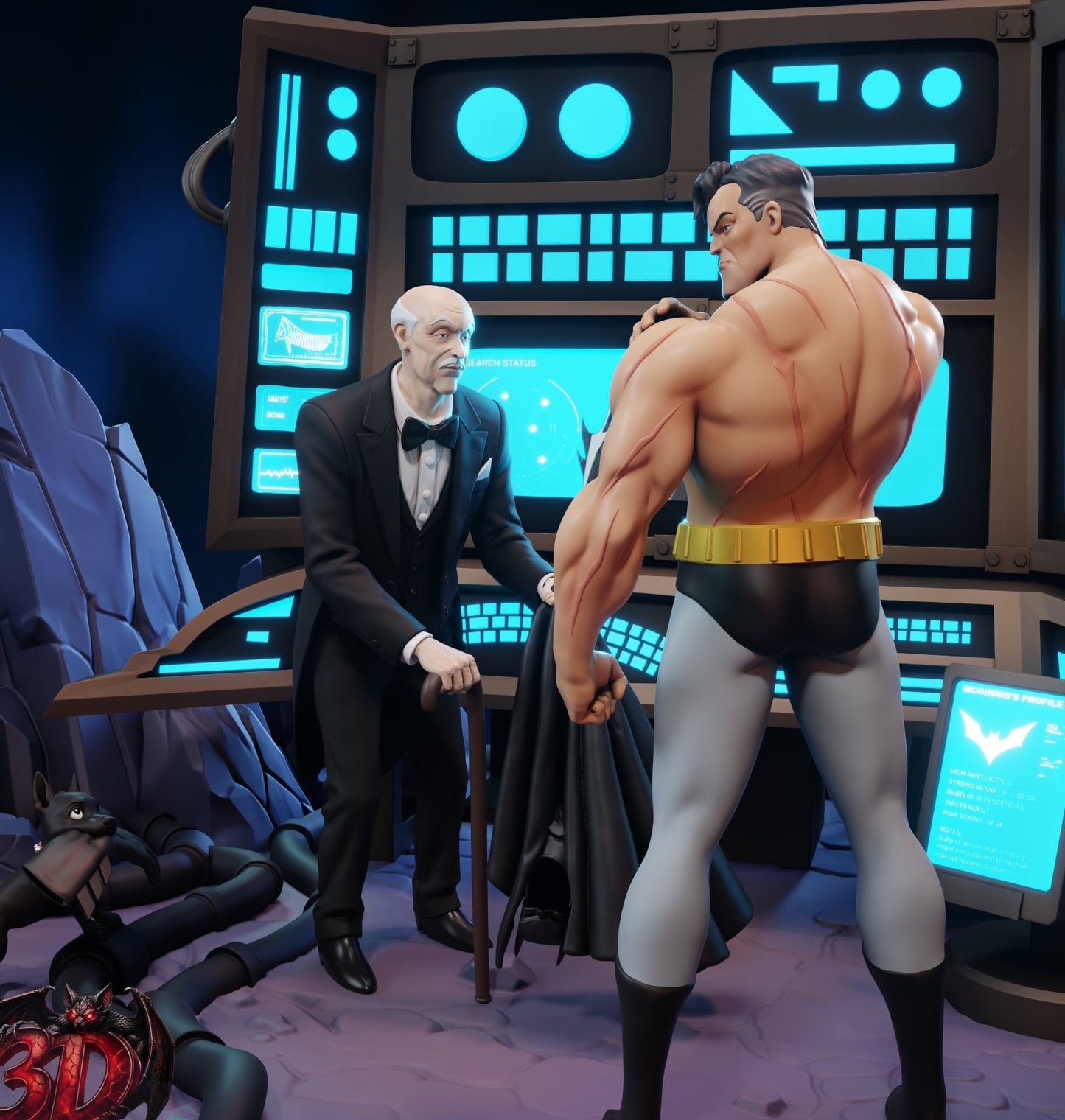 Batman Animated Series Diorama (75mm to 500mm) - Unassembled/Unpainted/3D Print