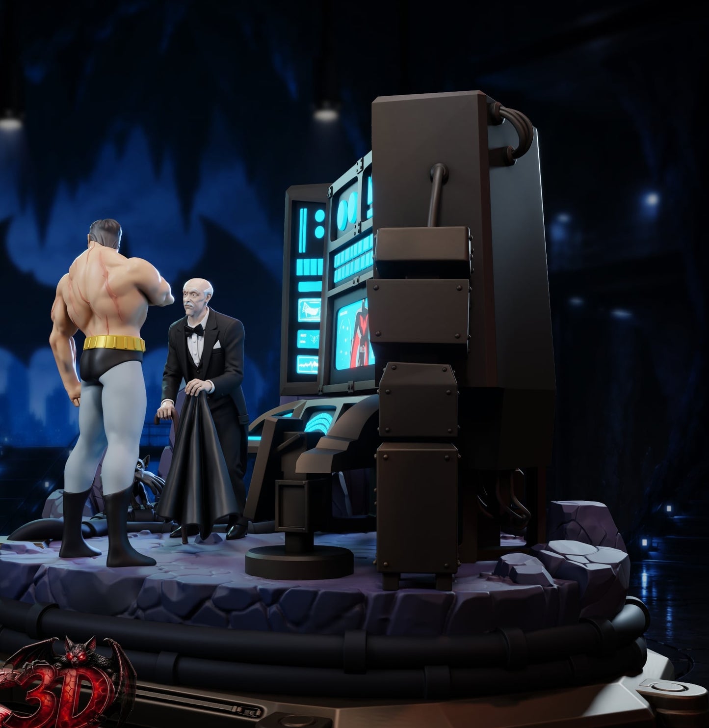 Batman Animated Series Diorama (75mm to 500mm) - Unassembled/Unpainted/3D Print