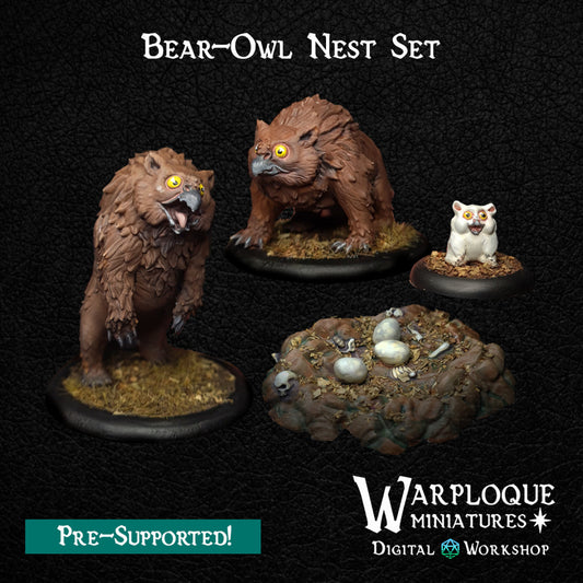 OwlBear Nest Set - Dungeons and Dragons - by Warp Minis- Tabletop RPG Miniature - Roleplaying 3D Printed Fantasy Mini