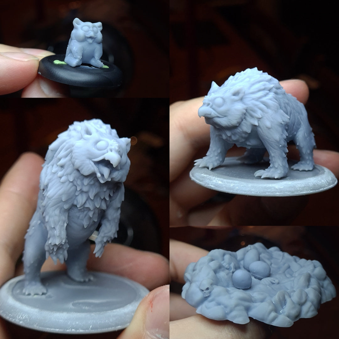 OwlBear Nest Set - Dungeons and Dragons - by Warp Minis- Tabletop RPG Miniature - Roleplaying 3D Printed Fantasy Mini