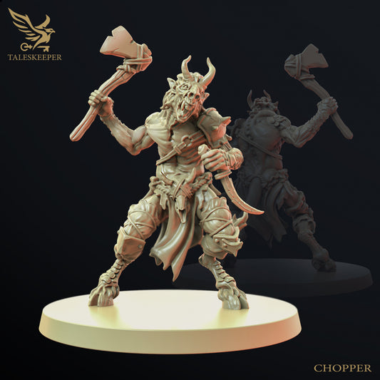 Beastman Chopper - Dungeons and Dragons - by Tales Keeper Miniatures - Tabletop RPG Miniature - Roleplaying 3D Printed Fantasy Mini