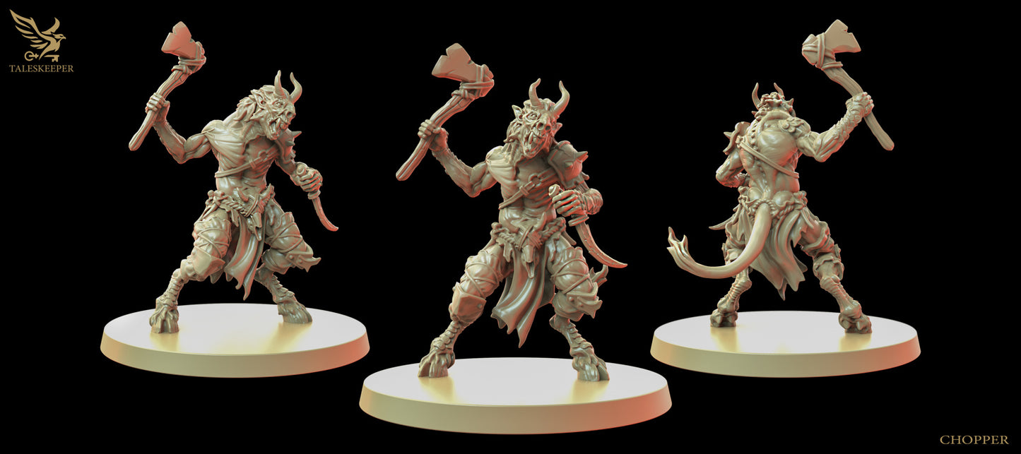 Beastman Chopper - Dungeons and Dragons - by Tales Keeper Miniatures - Tabletop RPG Miniature - Roleplaying 3D Printed Fantasy Mini