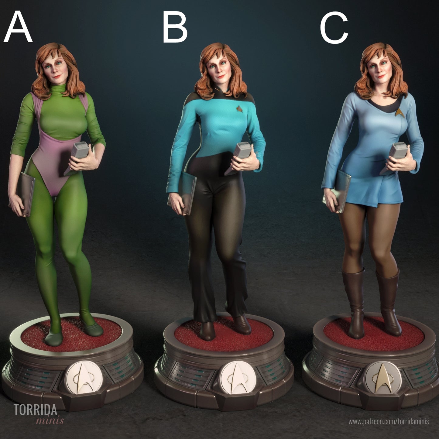 Beverly Crusher Sculpture (75mm to 500mm) - Unassembled/Unpainted/3D Print