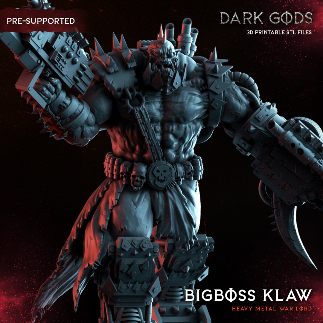 Ork - Big Boss Klaw - Heavy Metal Warlord - by Dark Gods- Tabletop RPG Miniature - Roleplaying 3D Printed Fantasy Mini