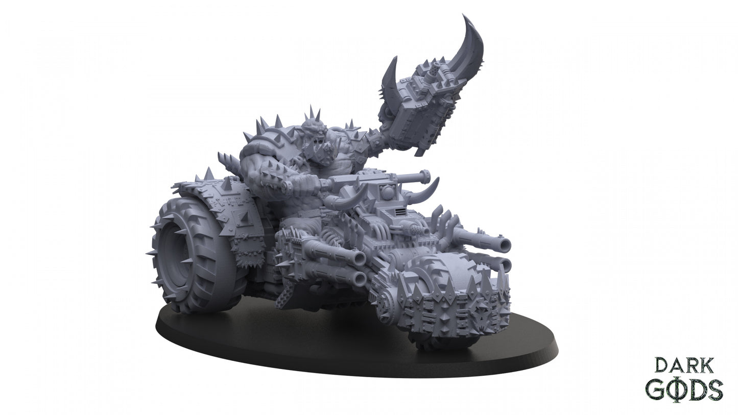 Ork Bike Boss Klaw - Fully Loaded Warbike - by Dark Gods- Tabletop RPG Miniature - Roleplaying 3D Printed Fantasy Mini