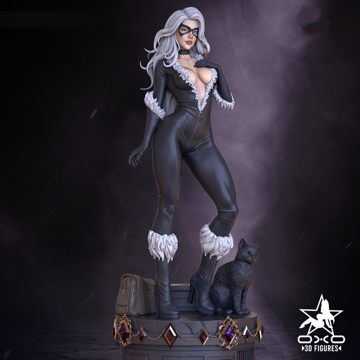 Black Cat Sculpture (75mm to 500mm) - Unassembled/Unpainted/3D Print