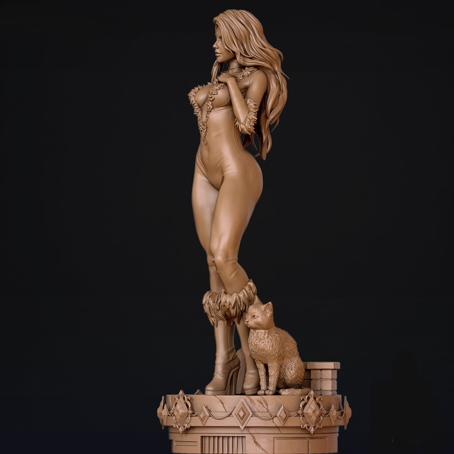 Black Cat Sculpture (75mm to 500mm) - Unassembled/Unpainted/3D Print