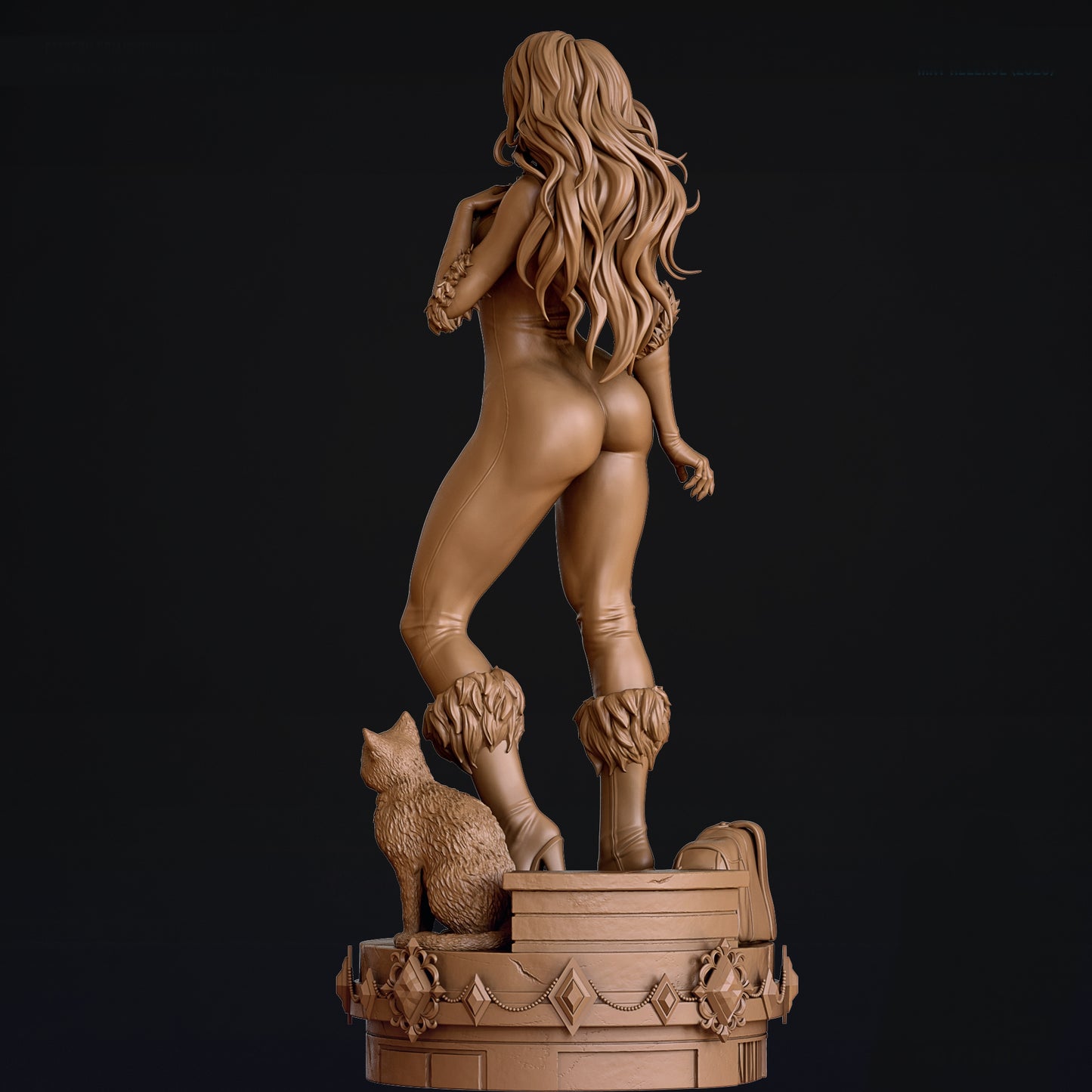 Black Cat Sculpture (75mm to 500mm) - Unassembled/Unpainted/3D Print