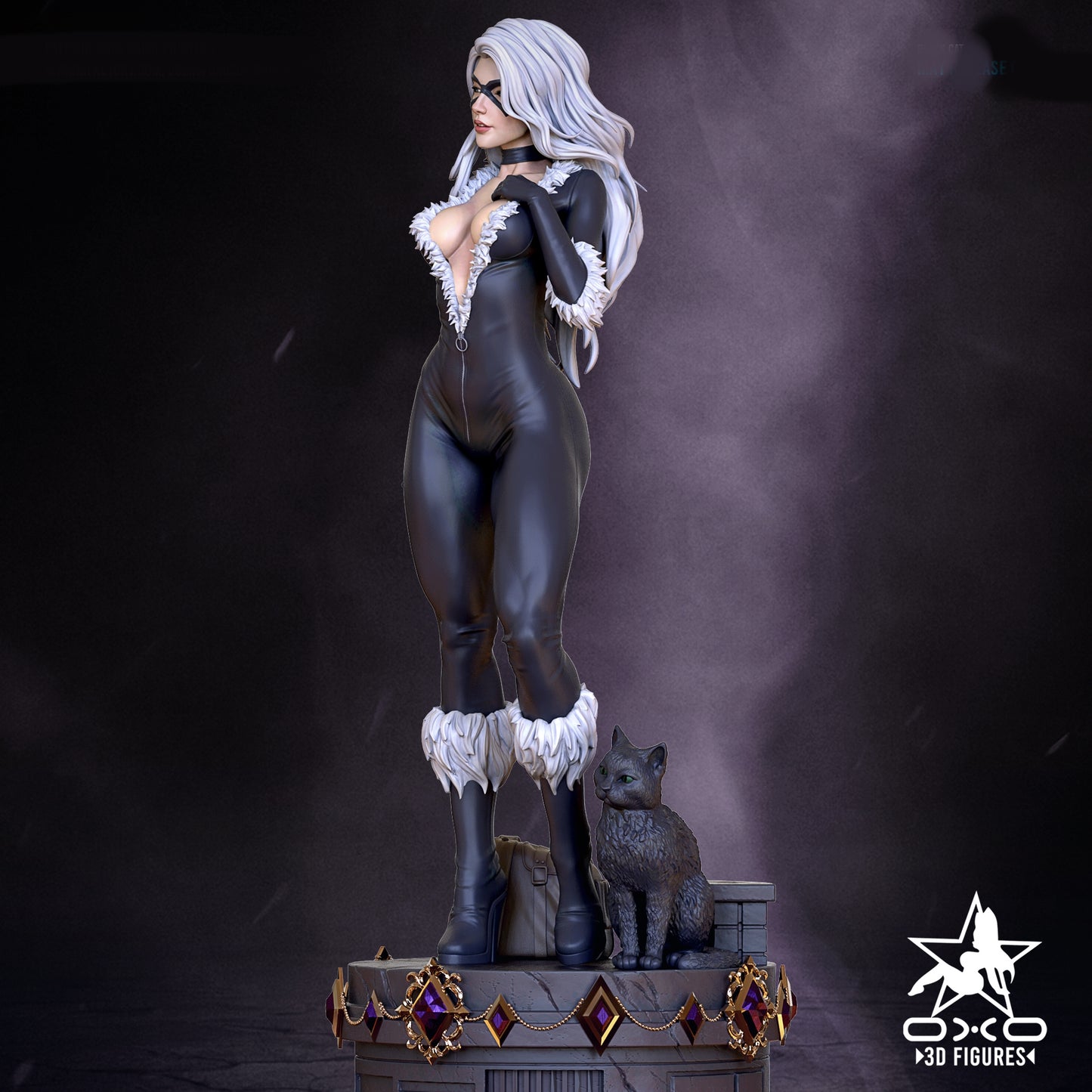 Black Cat Sculpture (75mm to 500mm) - Unassembled/Unpainted/3D Print