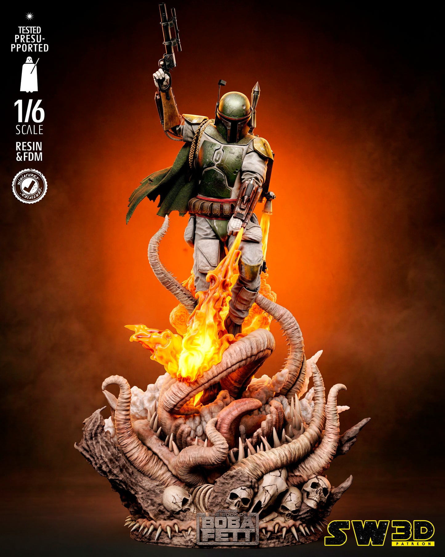 Boba Fett Sculpture (75mm to 500mm) - Unassembled/Unpainted/3D Print