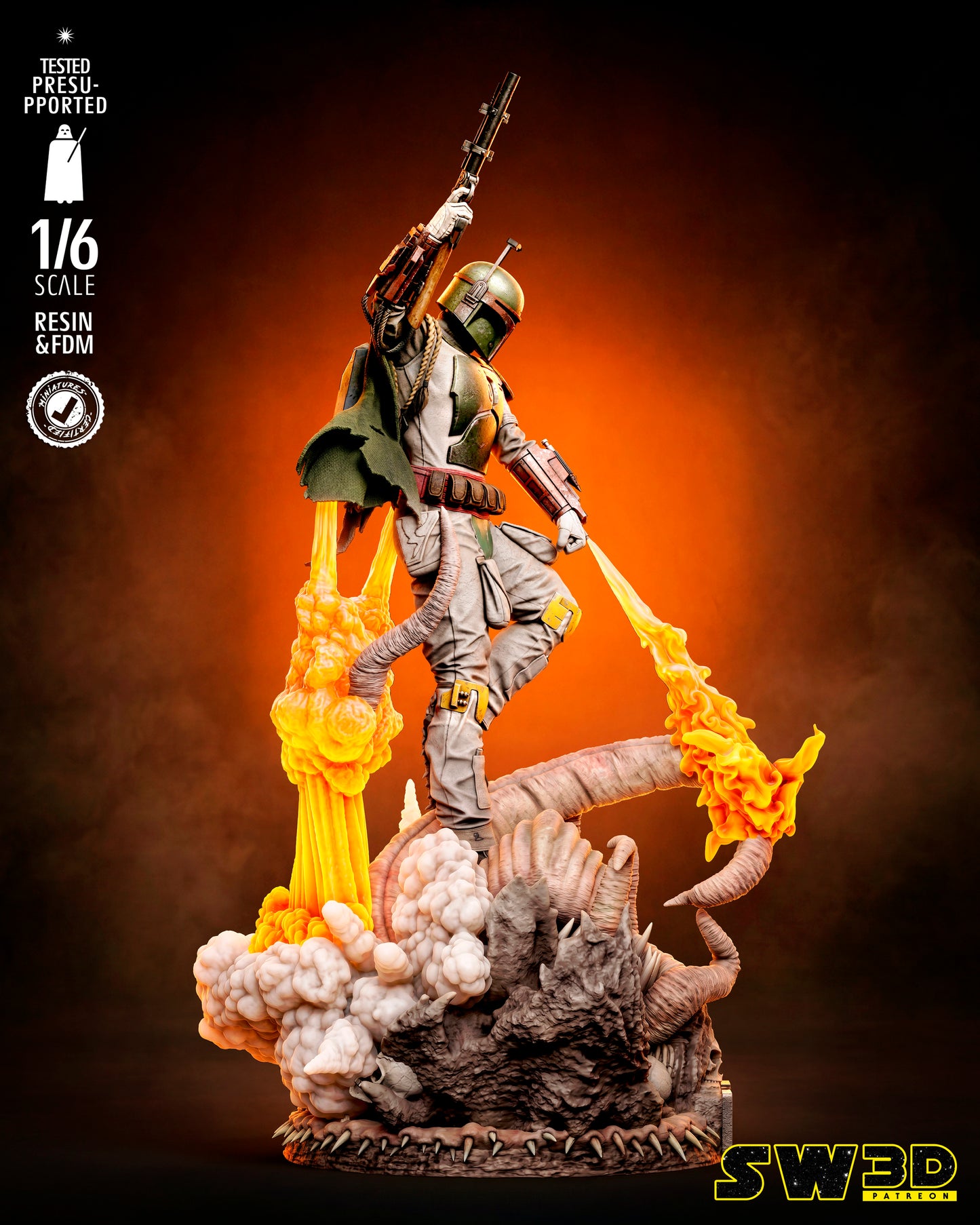 Boba Fett Sculpture (75mm to 500mm) - Unassembled/Unpainted/3D Print