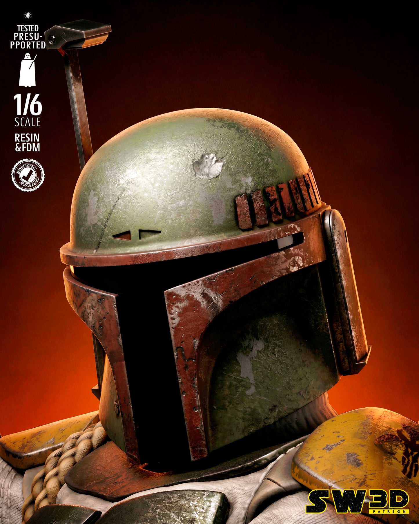 Boba Fett Sculpture (75mm to 500mm) - Unassembled/Unpainted/3D Print