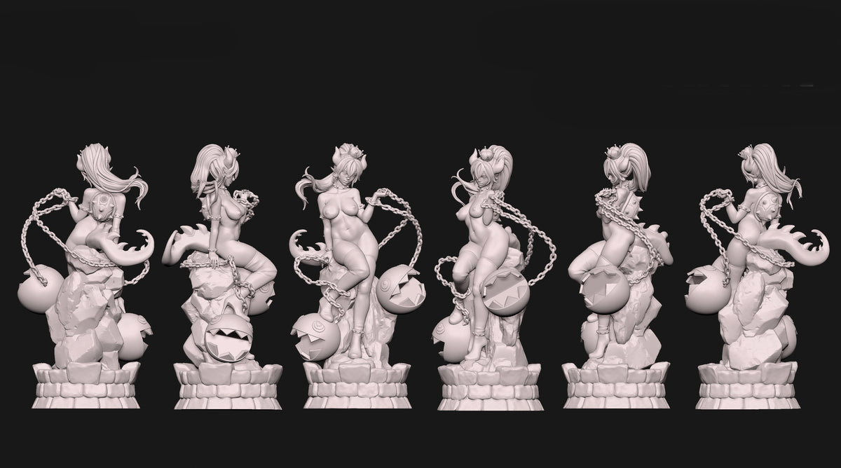 Bowsette SFW/NSFW Sculpture(75mm to 500mm) - Unassembled/Unpainted/3D Print