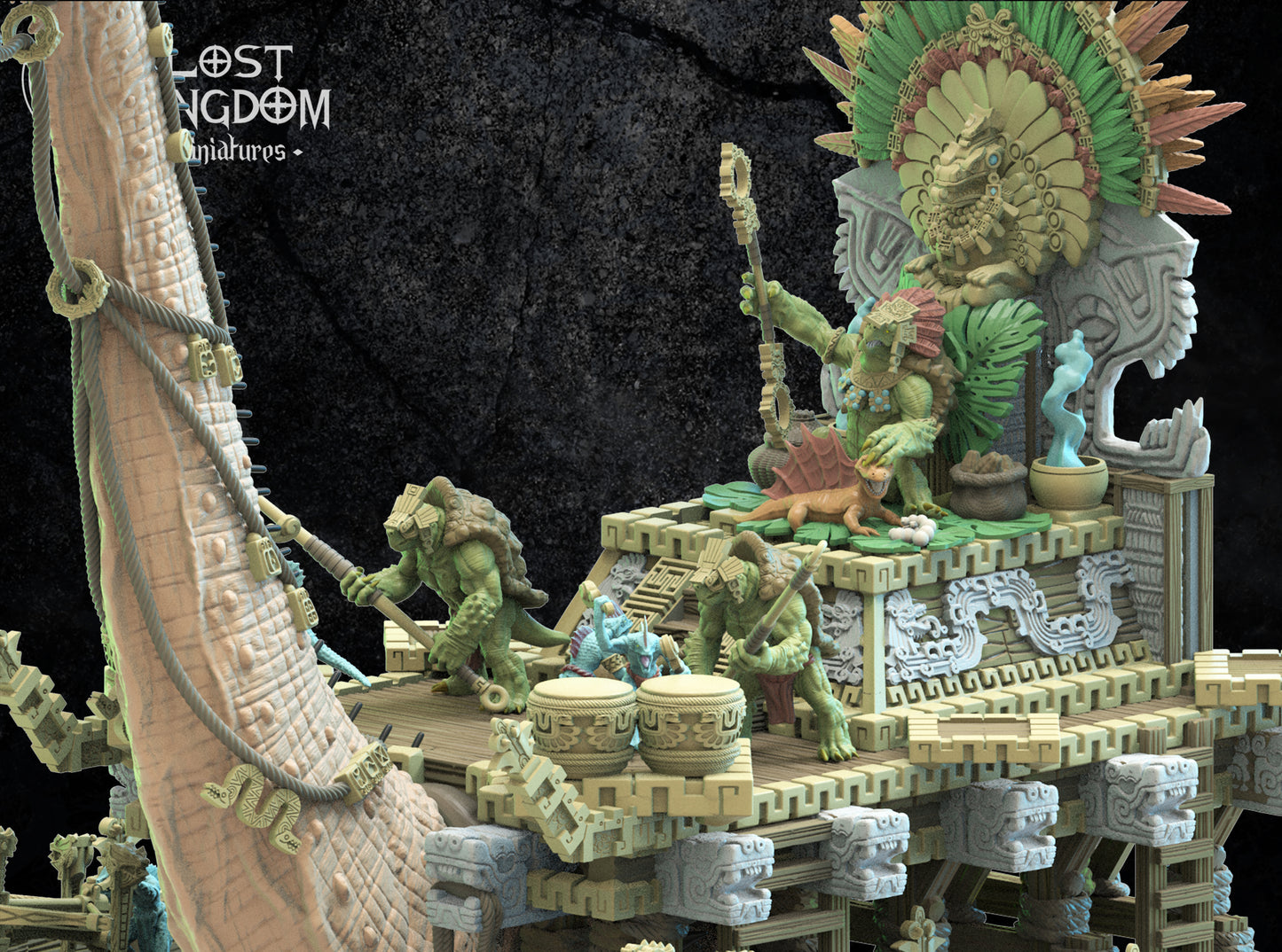 Brontosaurus Caravan - Lizard-men - Dungeons and Dragons - by Lost Kingdom - Tabletop RPG Miniature - Roleplaying 3D Printed Fantasy Mini