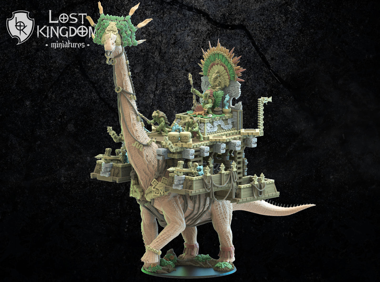 Brontosaurus Caravan - Lizard-men - Dungeons and Dragons - by Lost Kingdom - Tabletop RPG Miniature - Roleplaying 3D Printed Fantasy Mini