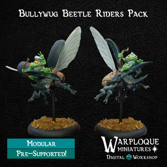 Bullywug Beetle Riders - Dungeons and Dragons - by Warp Minis- Tabletop RPG Miniature - Roleplaying 3D Printed Fantasy Mini