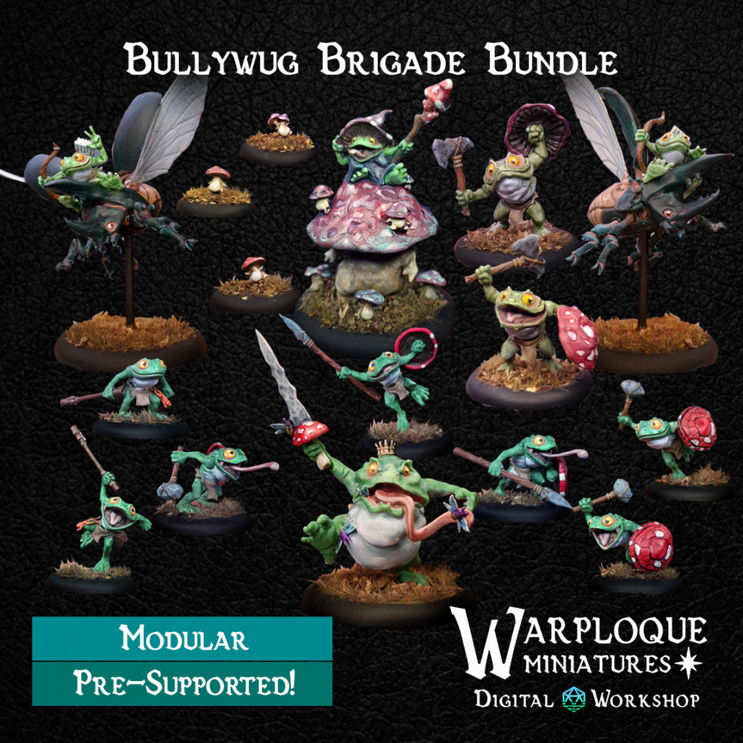 Bullywug Brigade Bundle - Dungeons and Dragons - by Warp Minis- Tabletop RPG Miniature - Roleplaying 3D Printed Fantasy Mini