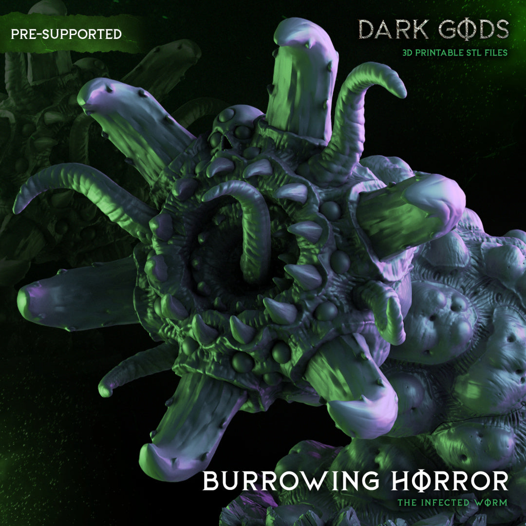 Burrowing Horror - Infected Worm - by Dark Gods- Tabletop RPG Miniature - Roleplaying 3D Printed Fantasy Mini