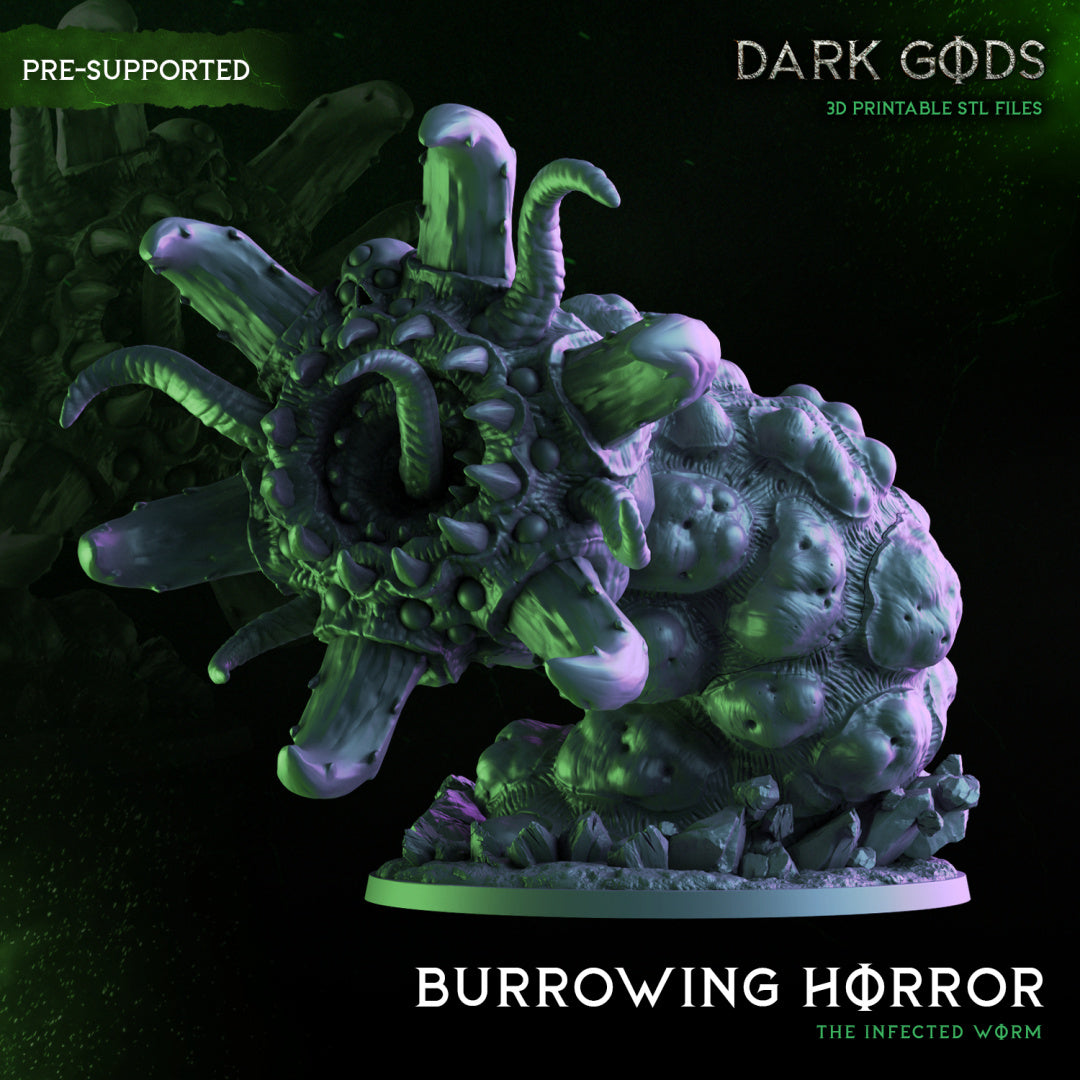 Burrowing Horror - Infected Worm - by Dark Gods- Tabletop RPG Miniature - Roleplaying 3D Printed Fantasy Mini