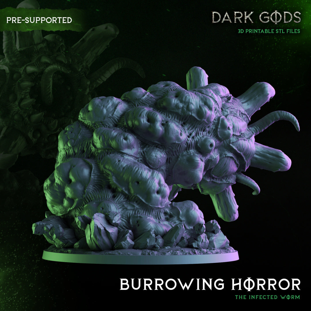 Burrowing Horror - Infected Worm - by Dark Gods- Tabletop RPG Miniature - Roleplaying 3D Printed Fantasy Mini