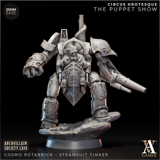 Cosmo Rotabrick - Bricoleur de Steamsuit - Le Maître des marionnettes - Circus Grotesque - Le spectacle de marionnettes - JdR - Wargaming - Mordheim - Donjons et Dragons