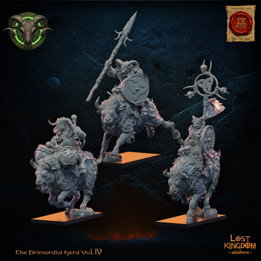Cavaliers de Wildhorn CG (x3) - Troupeau primordial - Hommes-bêtes - JDR - Wargaming - Donjons et Dragons