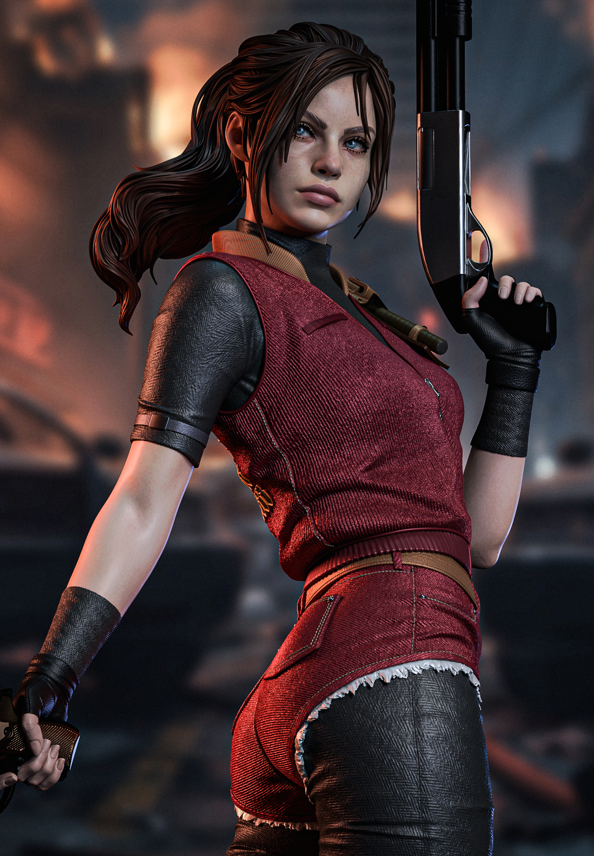 Claire Redfield Sculpture (75mm to 500mm) - Unassembled/Unpainted/3D Print