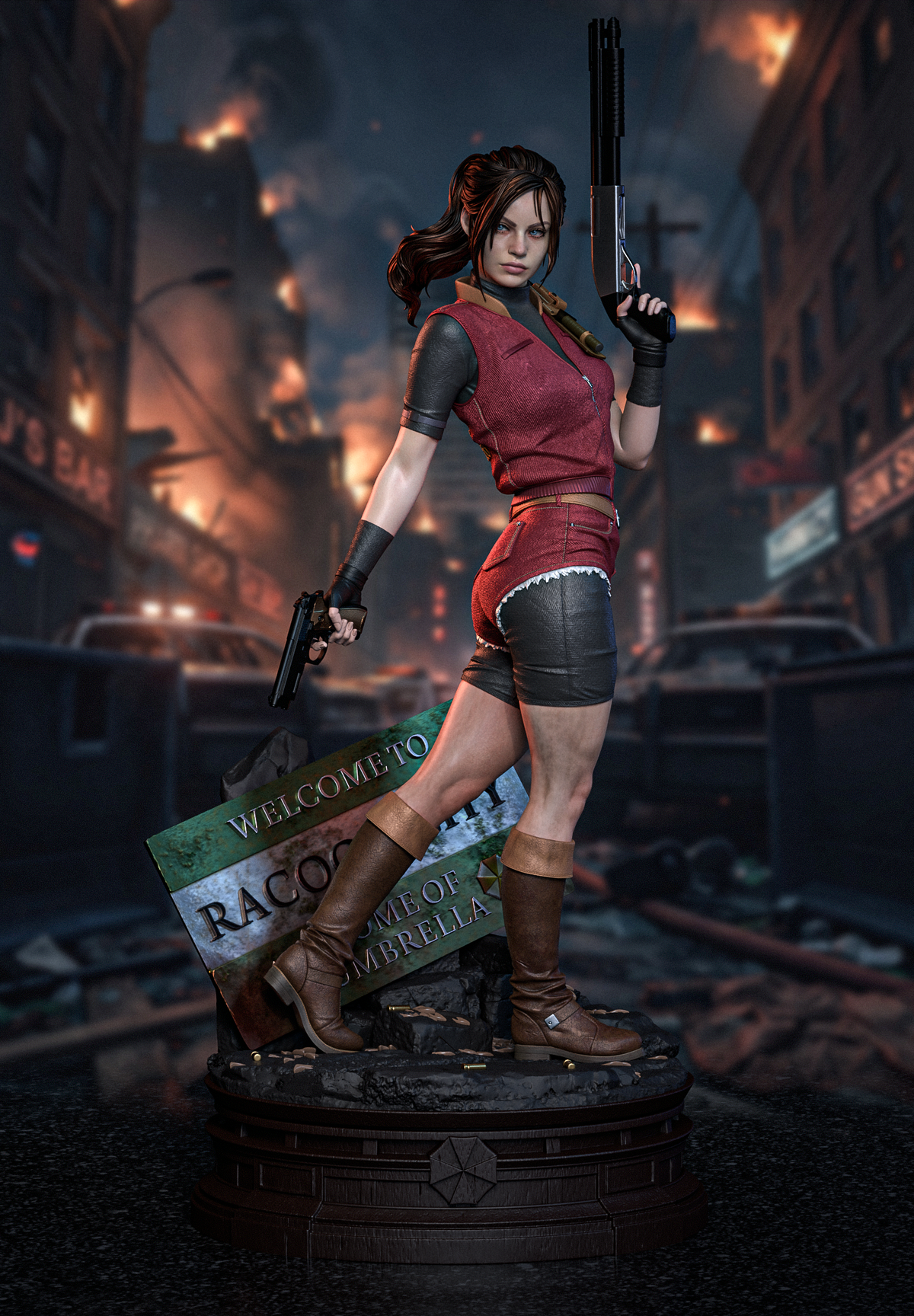Claire Redfield Sculpture (75mm to 500mm) - Unassembled/Unpainted/3D Print