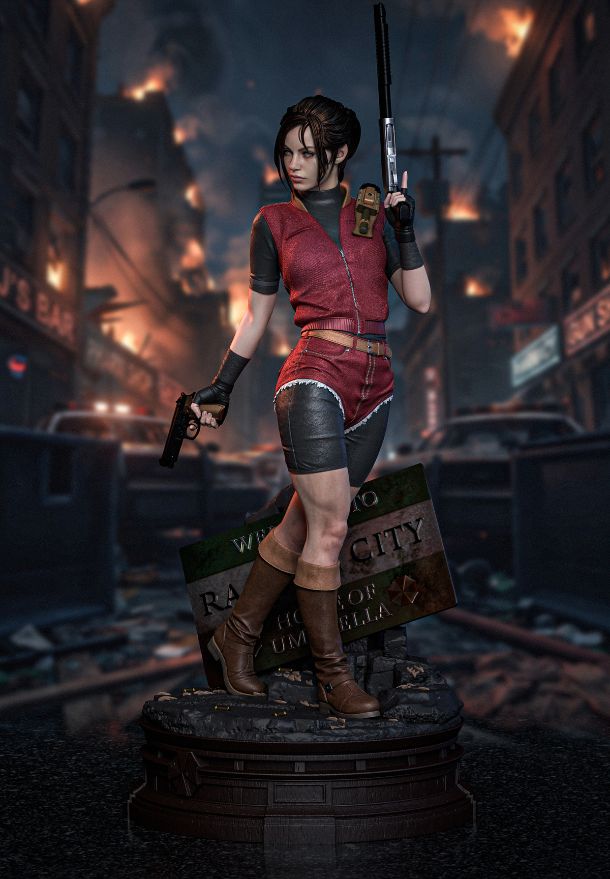 Claire Redfield Sculpture (75mm to 500mm) - Unassembled/Unpainted/3D Print