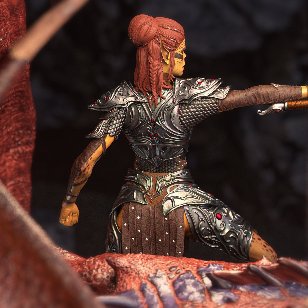 Lae’zel and her Dragon Diorama(75mm to 500mm) - Unassembled/Unpainted/3D Print