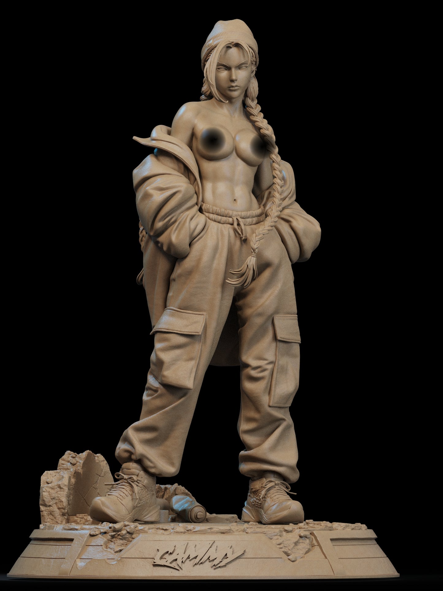 Street Wear Cammy NSFW Sculpture (75mm to 500mm) - Unassembled/Unpainted/3D Print