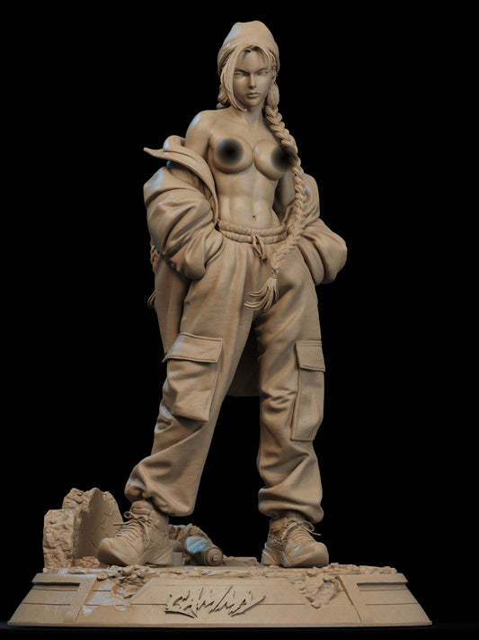 Street Wear Cammy NSFW Sculpture (75mm to 500mm) - Unassembled/Unpainted/3D Print