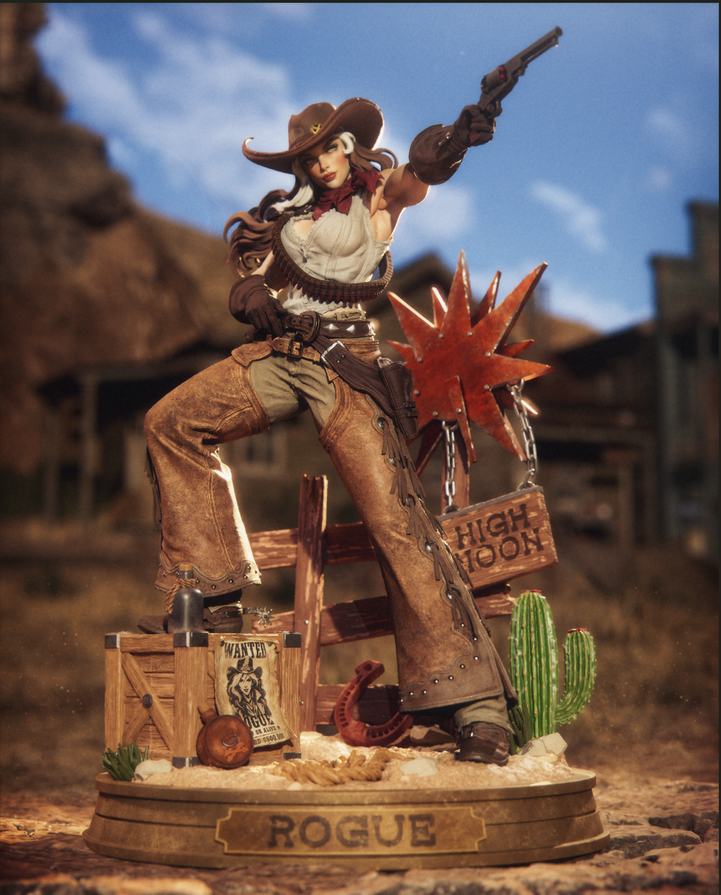 Cowgirl Rogue Sculpture(75mm to 500mm) - Unassembled/Unpainted/3D Print