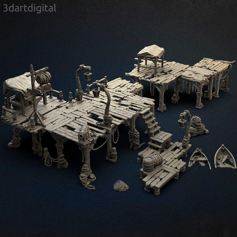 Carcaros Dockyard - Terrain - by 3dartDigital - Tabletop RPG Miniature - Roleplaying 3D Printed Fantasy Mini