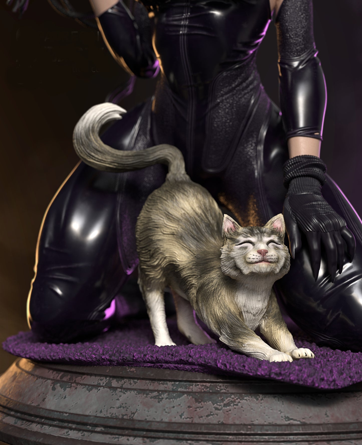 Cat Woman Sculpture (75mm to 500mm) - Unassembled/Unpainted/3D Print