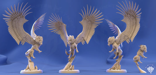 Celestial Lion Landing Pose - by Mini Monster Mayhem- Tabletop RPG Miniature - Roleplaying 3D Printed Fantasy Mini