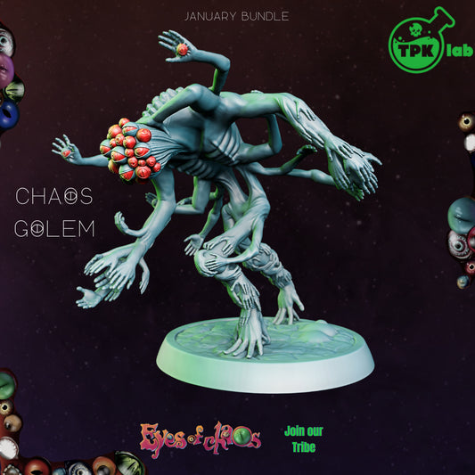 Chaos Golem - Dungeons and Dragons - by TPK Labs - Tabletop RPG Miniature - Roleplaying 3D Printed Fantasy Mini