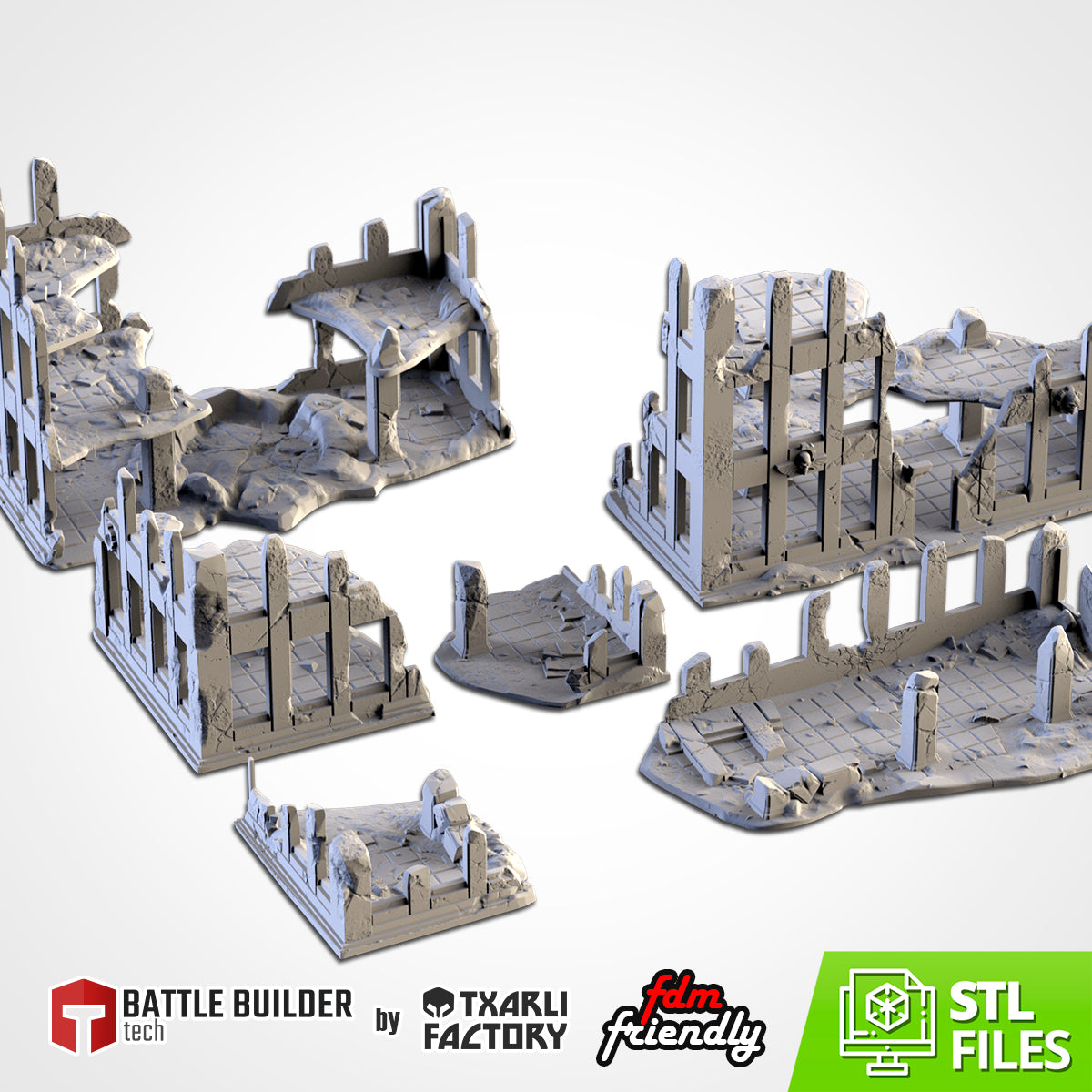 City Ruins - Terrain - Dungeons and Dragons - by Txarli Factory - Tabletop RPG Miniature - Roleplaying 3D Printed Fantasy Mini