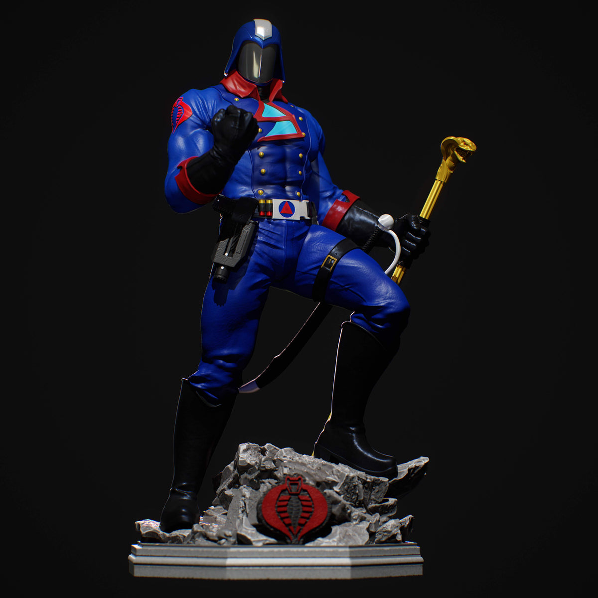 Cobra Commander Sculpture (75mm to 500mm) - Unassembled/Unpainted/3D Print