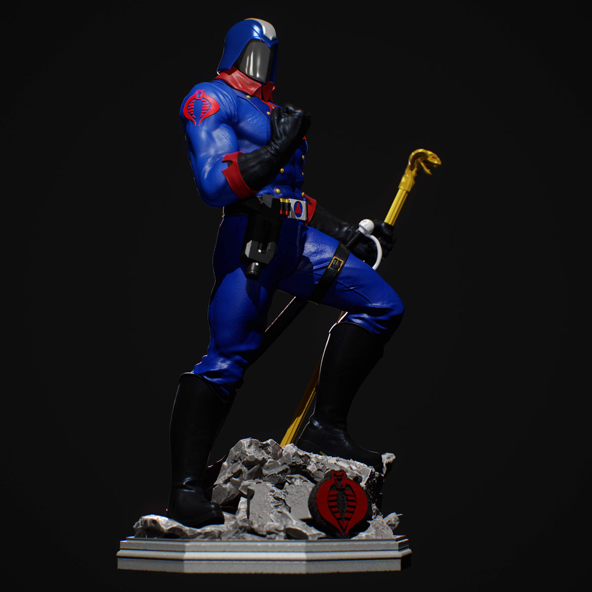Cobra Commander Sculpture (75mm to 500mm) - Unassembled/Unpainted/3D Print