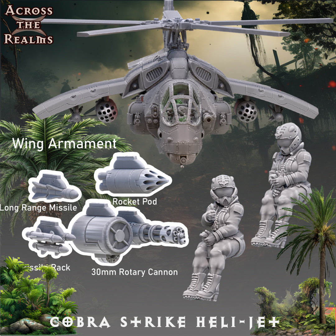 Cobra Heli-jet - Jungle Fighter Jet - by Across the Realms- Tabletop RPG Miniature - Roleplaying 3D Printed Fantasy Mini