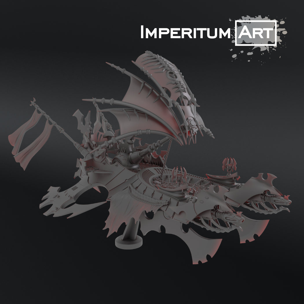 Command Barge - Flag Ship of the Deadly Dark Elves Armada - by Imperium Art Miniatures- Tabletop RPG Miniature - Roleplaying 3D Printed Fantasy Mini