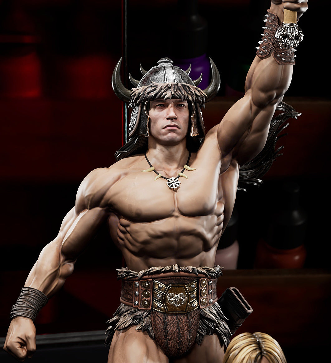 Conan and Valeria Diorama (75mm to 500mm) - Unassembled/Unpainted/3D Print