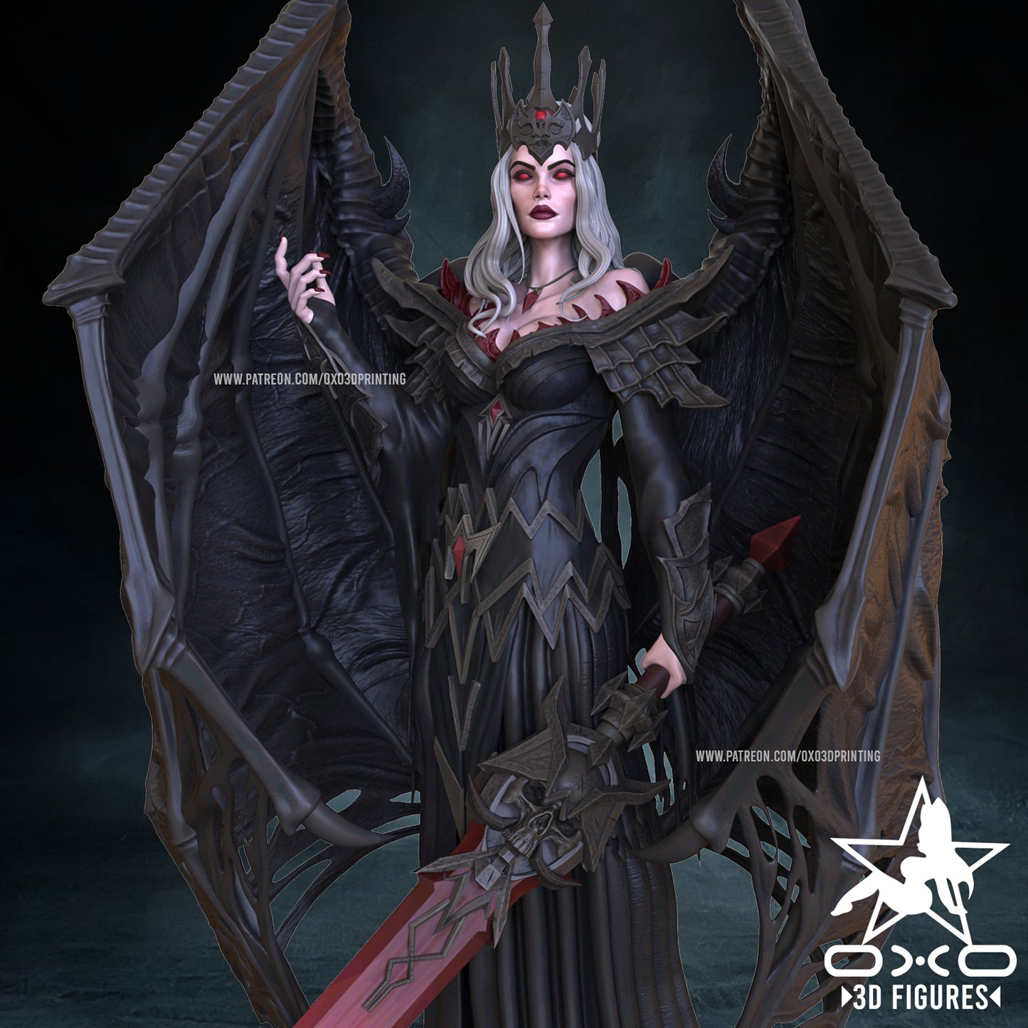 Countess Diablo - by OXO3D - Tabletop RPG Miniature - Roleplaying 3D Printed Fantasy Mini