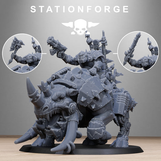 Orkaz Beast-Rider Warlord - by Station Forge  -TTRPG - Wargaming - Grimdark