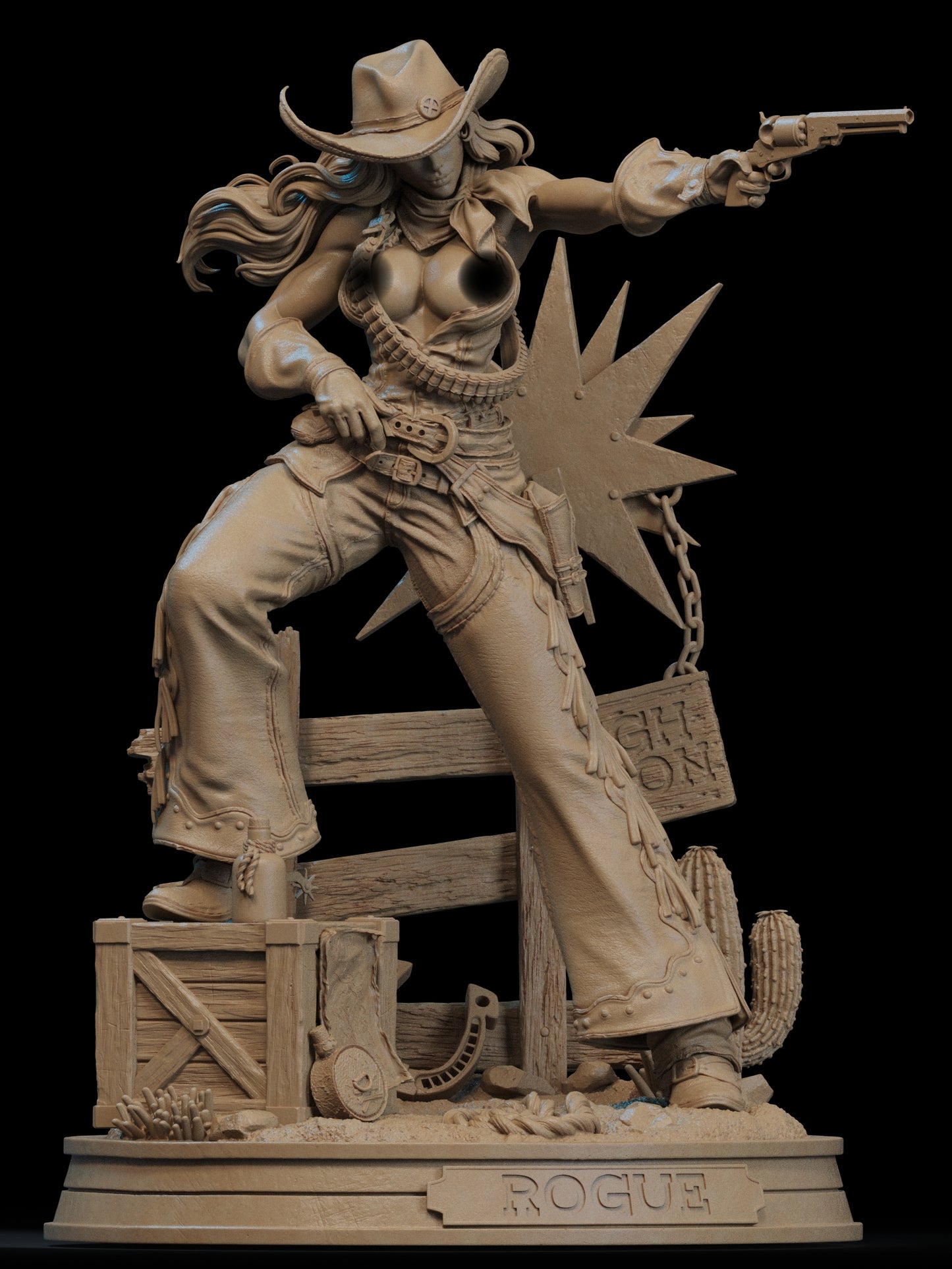 Cowgirl Rogue NSFW Sculpture(75mm to 500mm) - Unassembled/Unpainted/3D Print