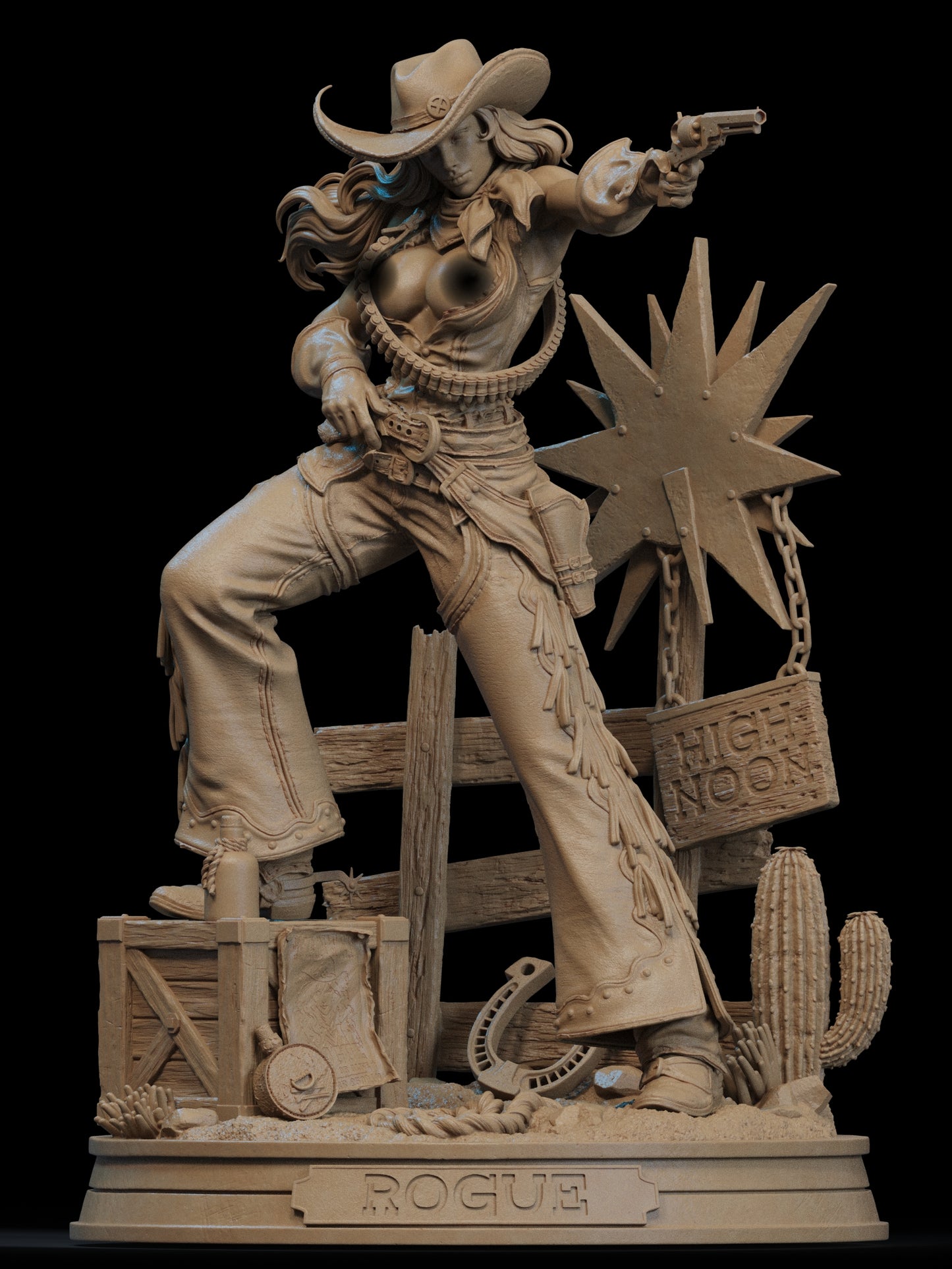Cowgirl Rogue NSFW Sculpture(75mm to 500mm) - Unassembled/Unpainted/3D Print