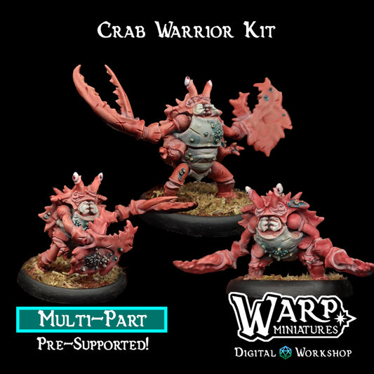 Crab Warriors - Dungeons and Dragons - by Warp Minis- Tabletop RPG Miniature - Roleplaying 3D Printed Fantasy Mini