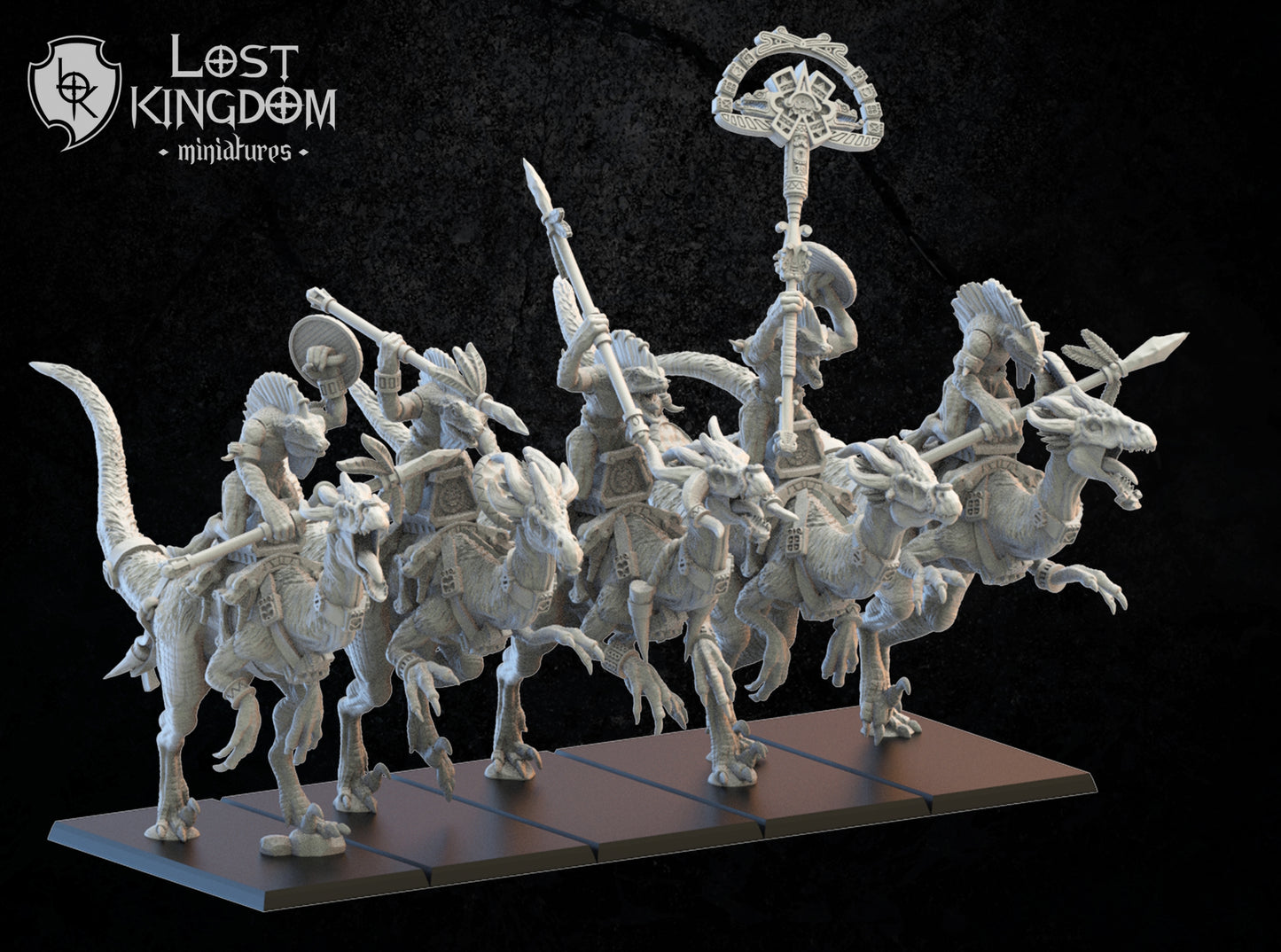 Cuetzpalli Riders - Lizard-Men Cavalry - Compatible with Warhammer 40K - by Lost Kingdom - Tabletop RPG Miniature - Roleplaying 3D Printed Fantasy Mini