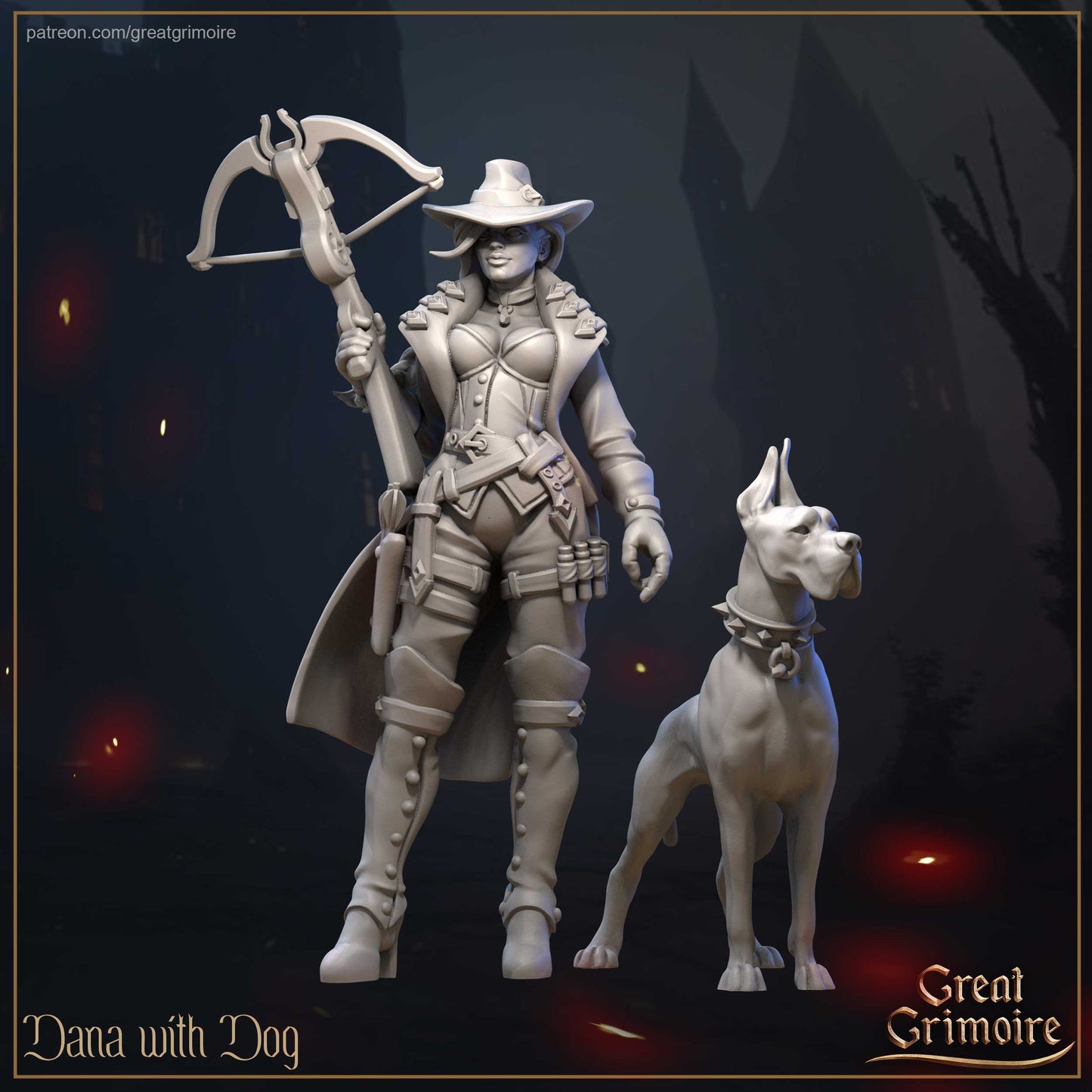 Vampire Hunter - Dana - Dungeons and Dragons - by Great Grimiore- Tabletop RPG Miniature - Roleplaying 3D Printed Fantasy Mini